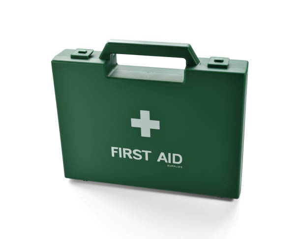 istock Green first aid kit box isolated on white background 1495474220