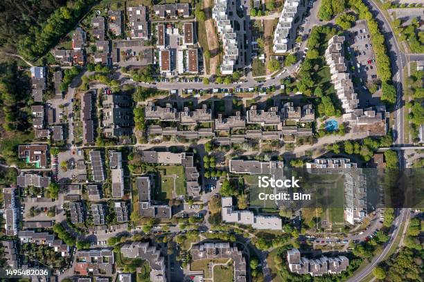 Neighborhood From Above Stock Photo - Download Image Now - Aerial View, Block Shape, Development