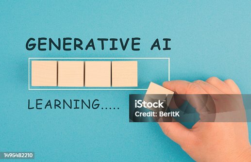 istock Generative AI learning, loading bar, artificial intelligence in progress, technology in competition with human resource, manpower against cyborg machine, replacement of worker 1495482210