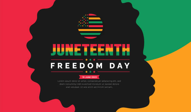 背景、バナー、カード、タイポグラフィデザインのポスター用のジューンティーンス自由の日テンプレート。アフリカ系アメリカ人の独立記念日の背景、自由と解放の日。6月19日。ベクトル� - slavery civil rights history african ethnicity点のイラスト素材／クリップアート素材／マンガ素材／アイコン素材