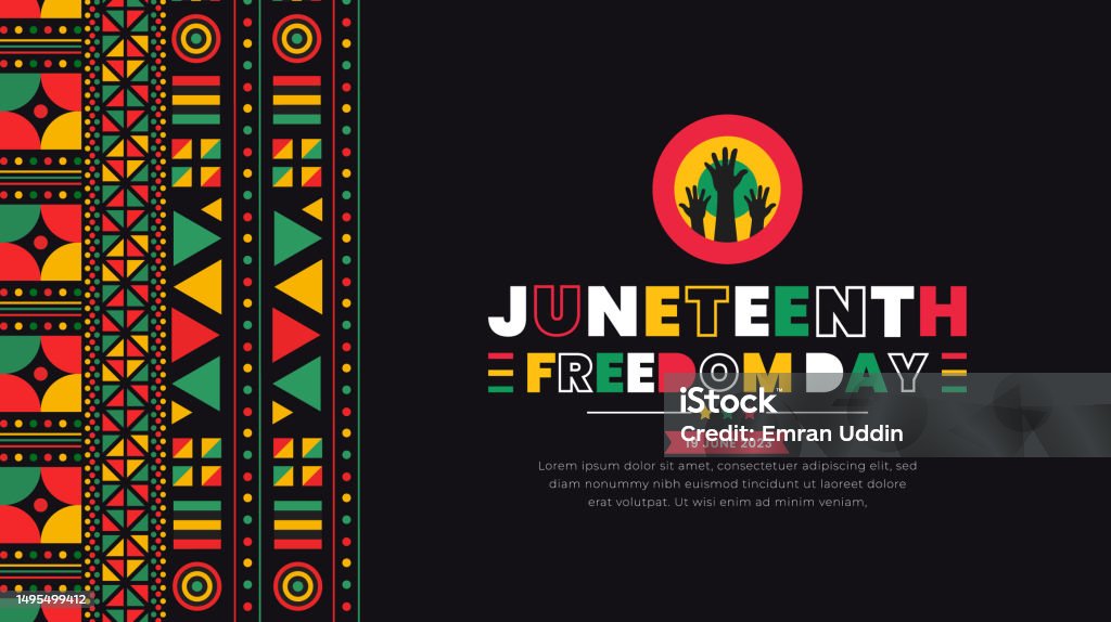 Juneteenth Freedom Day Template para fundo, banner, cartão, cartaz com design tipográfico. Fundo do Dia da Independência Afro-Americana, Dia da Liberdade e da Emancipação. 19 de junho. vetor. - Vetor de África royalty-free