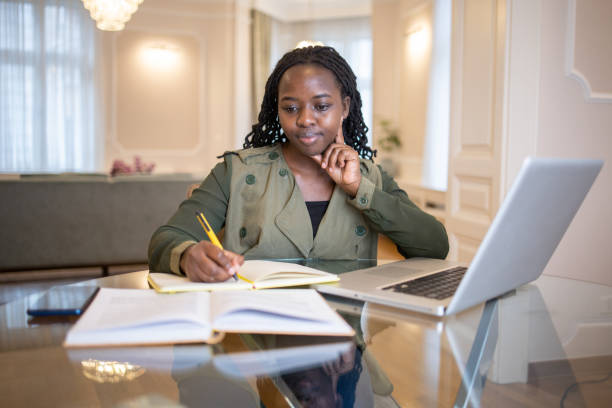 istock Young woman working from home 1495500747