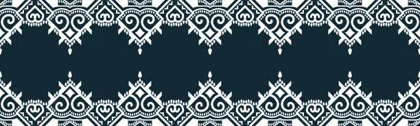Vector illustration of seamless pattern abstract ethnic geometric embroidery design repeating background texture in black and white.wallpaper and clothing. EP.84