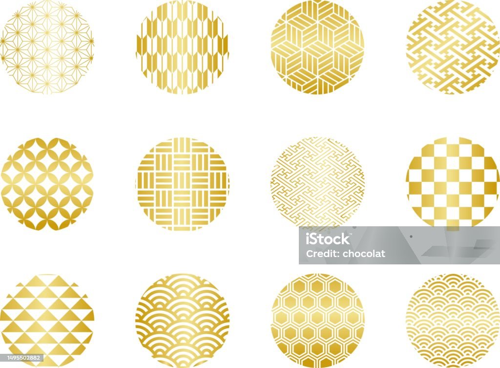 Japanese Circular Pattern Set Of Circular Decorations With Japanese Patterns Stock Illustration ...