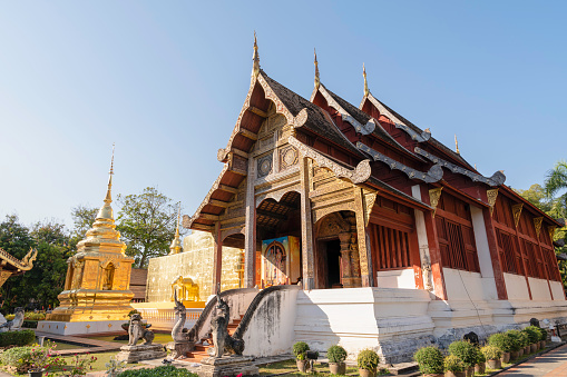 Wat Phra Singh is a beautiful old temple in Chiang Mai, Chiag Mai Province, Thailand