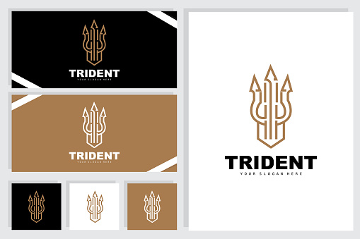 Trident , Vector Magic Spear of Poseidon Neptune, Triton King Design, Template Icon Brand Illustration