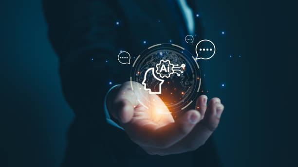 istock bussiness man holding brain of AI, Symbolic, Machine learning, artificial intelligence of futuristic technology. AI network of brain on business analysis. chat bot. 1495520671