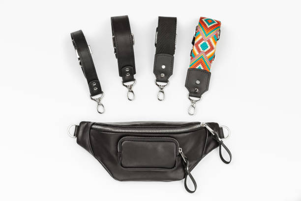 istock Black Leather Fanny Pack and Straps Top View 1495520905