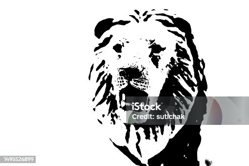 istock silhouette of a male lion standing on white background 1495526899