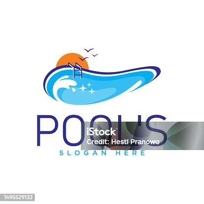 istock Pool Service and maintenance logo design template 1495529132