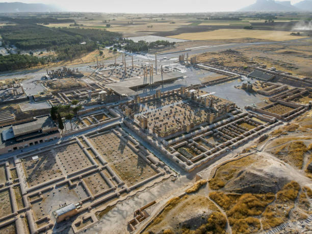Drone point view of Persepolis, Shiraz, Iran