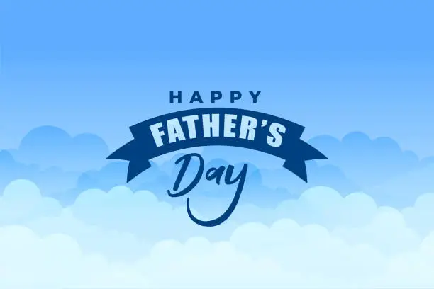 Vector illustration of decorative father's day special background with paper clouds