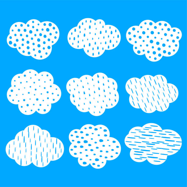 doodle style cute rain pattern clouds element in pack doodle style cute rain pattern clouds element in pack vector cumulus clouds drawing stock illustrations