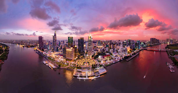 istock Sunset on Saigon riverside, Ho Chi Minh city Vietnam. 1495536378