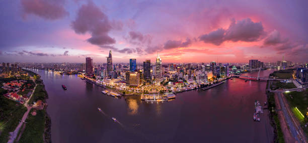 istock Sunset on Saigon riverside, Ho Chi Minh city Vietnam. 1495537019
