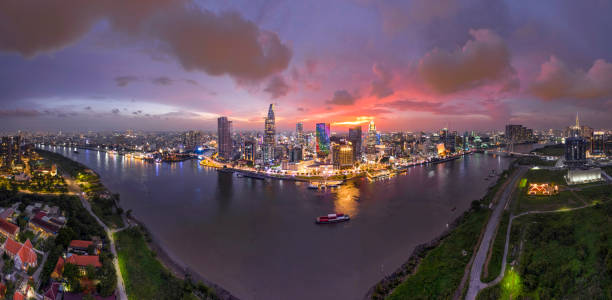 istock Sunset on Saigon riverside, Ho Chi Minh city Vietnam. 1495537056