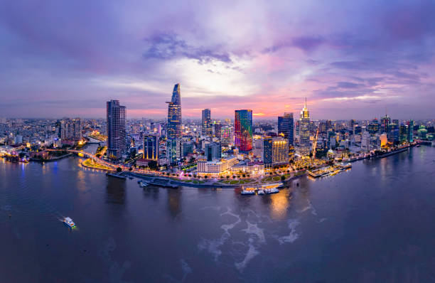 istock Sunset on Saigon riverside, Ho Chi Minh city Vietnam. 1495537105