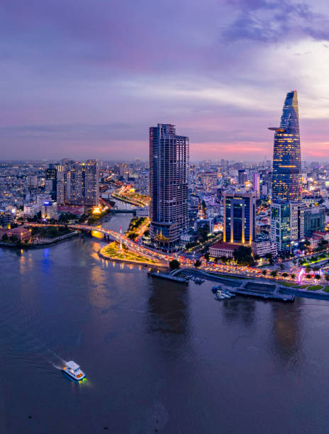istock Sunset on Saigon riverside, Ho Chi Minh city Vietnam. 1495537107