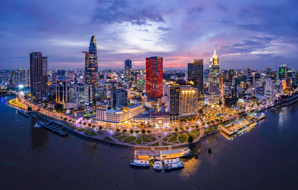 istock Sunset on Saigon riverside, Ho Chi Minh city Vietnam. 1495537111