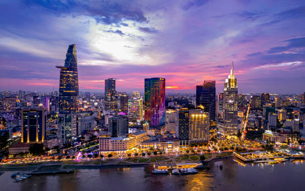 istock Sunset on Saigon riverside, Ho Chi Minh city Vietnam. 1495537112