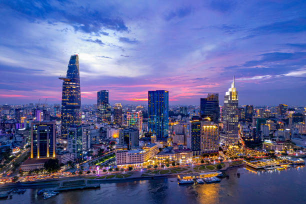 istock Sunset on Saigon riverside, Ho Chi Minh city Vietnam. 1495537119