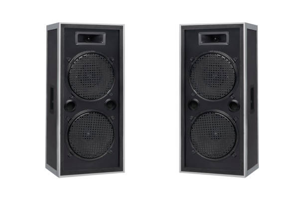 istock audio speakers isolated on white background, vintage speakers 1495537136