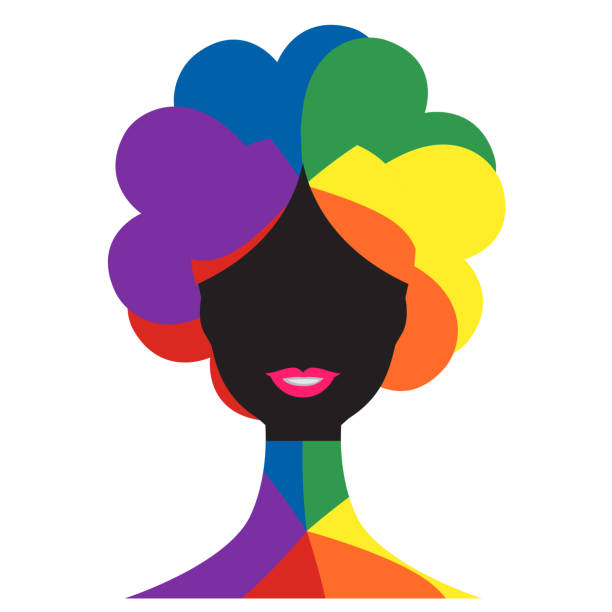 illustrazioni stock, clip art, cartoni animati e icone di tendenza di capelli da donna - homosexual human lips lesbian rainbow