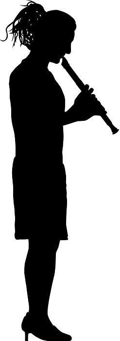 Recorder player silhouette.