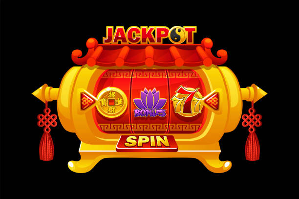 ilustrações de stock, clip art, desenhos animados e ícones de china style casino slot machine game. interface slot machine and button - arrangement asia backgrounds balance