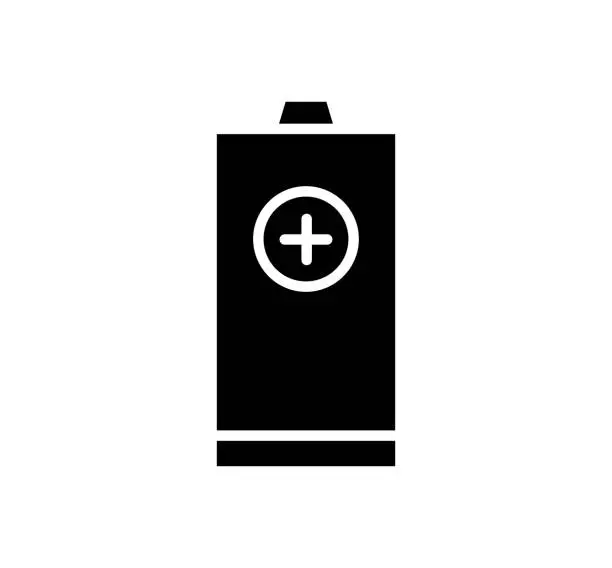 Vector illustration of Battery Refill Black Filled Vector Icon