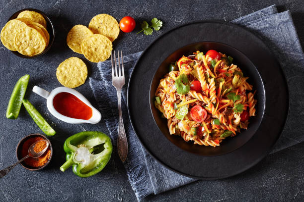 istock pasta salad with ground beef and veggies in bowl 1495547956