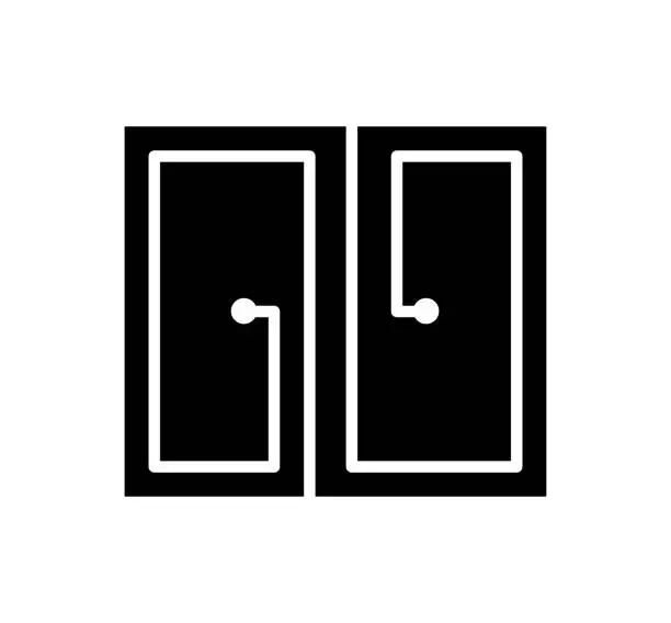 Vector illustration of Furniture Door Black Filled Vector Icon
