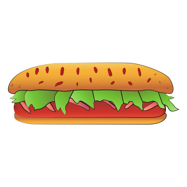 duży hotdog izolowany projekt kreskówki na białym tle, element ścieżki przycinania śmieciowego jedzenia - take out food white background isolated on white american cuisine stock illustrations