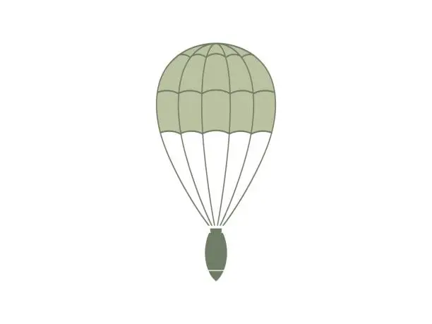 Vector illustration of Military parachute with boom above