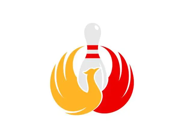 Vector illustration of Phoenix bird with bowling pin