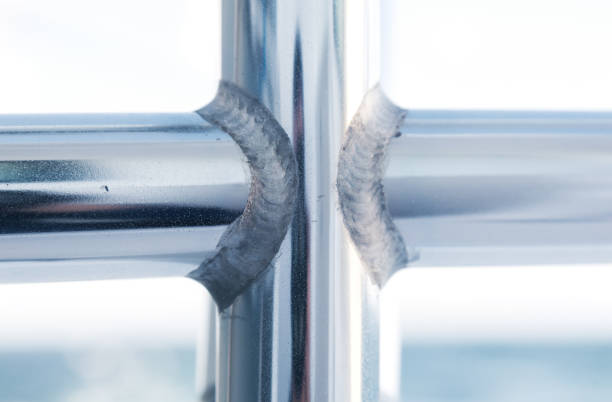 Welded stainless steel construction for the boat.