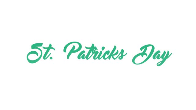 St Patricks Day - Title Text Animation With Gradient Colors and White Background. Great for greeting videos, opening video, Bumper, cinema, digital video, media publishing, film, short movie, etc