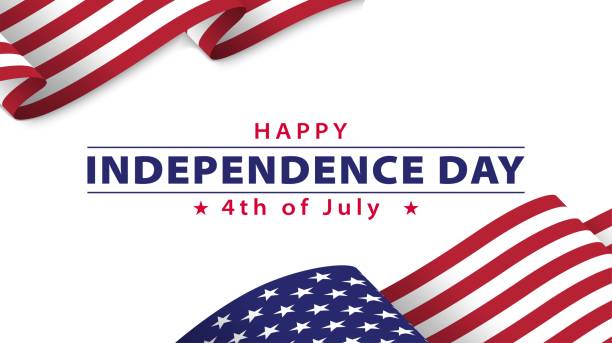 幸せな独立記念日米国の背景に米国国旗。7月4日のバナー、グリーティングカード。ベクトル - アメリカ独立記念日点のイラスト素材／クリップアート素材／マンガ素材／アイコン素材