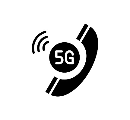 5G Connection black filled vector icon with clean lines and minimalist design, universally applicable across various industries and contexts.