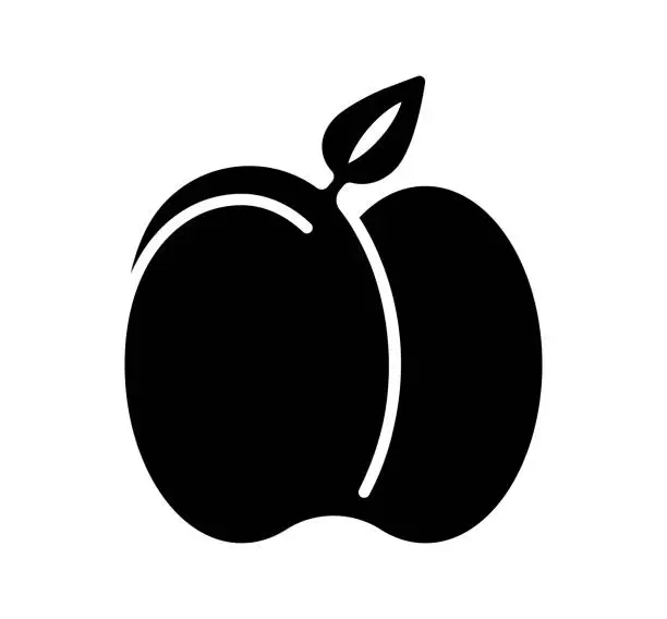 Vector illustration of Apple Black Filled Vector Icon