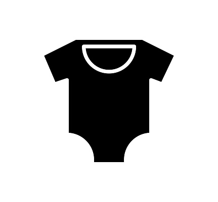 Baby clothes black filled vector icon with clean lines and minimalist design, universally applicable across various industries and contexts.