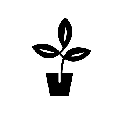Botanic black filled vector icon with clean lines and minimalist design, universally applicable across various industries and contexts.