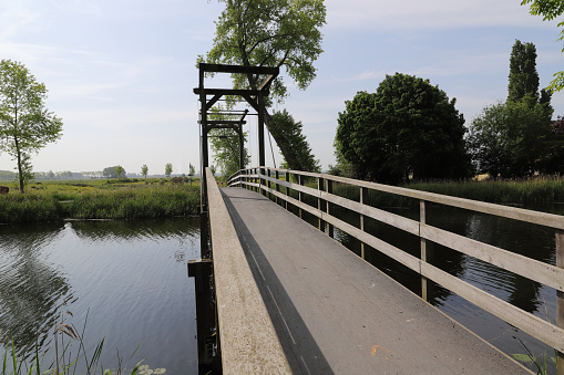 at wooden bridge in sluis, netherlands