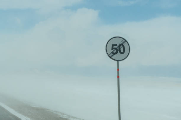 Speed limit sing on the highway road