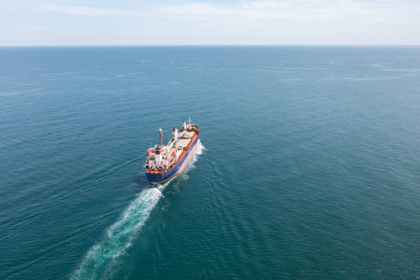 istock Aerial view of Container freight ship in transit. 1495566914