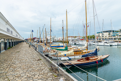 Sailboats of the Bassin des Chalutiers port in La Rochelle, France
