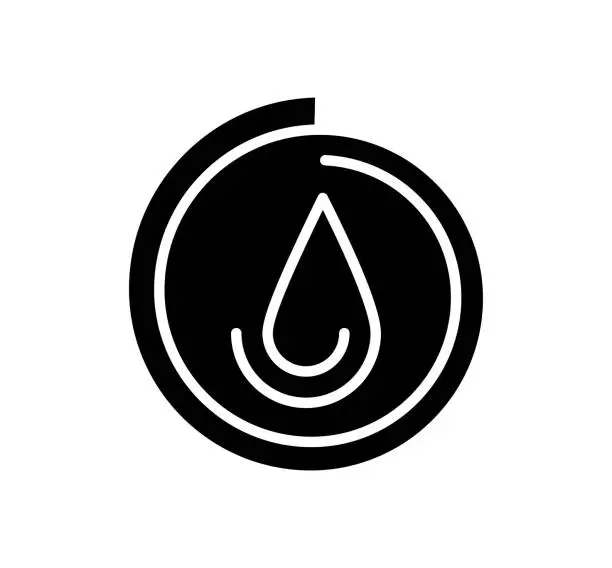 Vector illustration of Water Use Black Filled Vector Icon