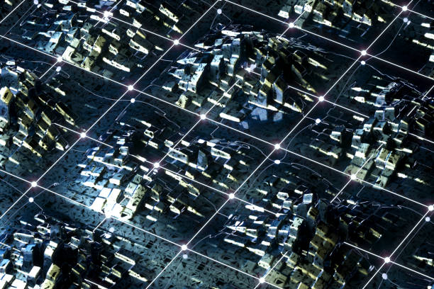 istock Blockchain innovation technology, futuristic blocks with neon lines 1495570537