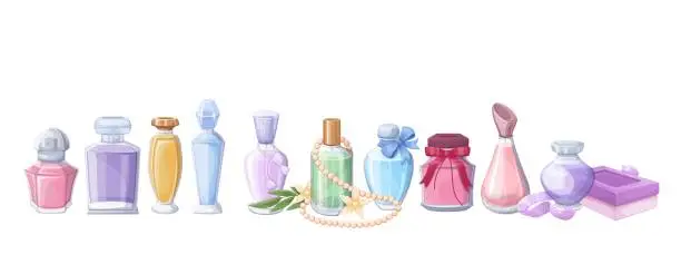 Vector illustration of Perfume Spray Bottle Set