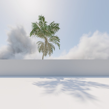 Abstract white empty room interior. 3d render illustration with soft shadows